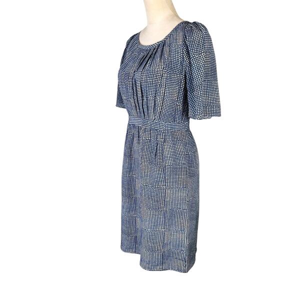 Banana Republic 100% Silk Blue Geometric Print Short Sleeve Mini Sheath Dress - Picture 2 of 11